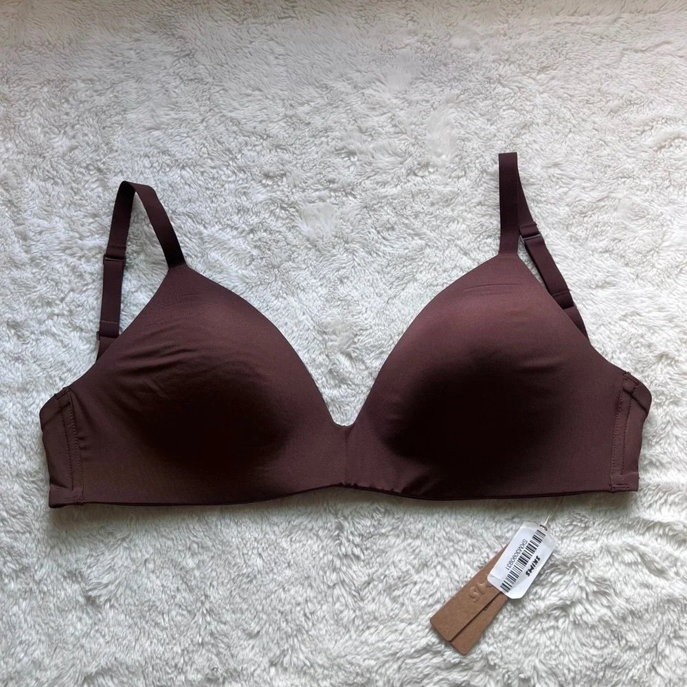 SKIMS Women's Wireless Form T-Shirt Bra Cocoa Brown BR-WRL-1889 Size 32DDD NEW